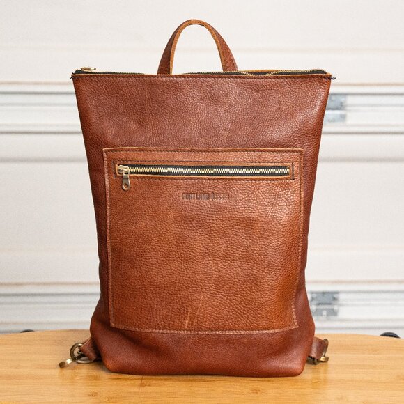 Portland Leather Handbags - Portland Leather Goods Laptop Backpack in Nutmeg